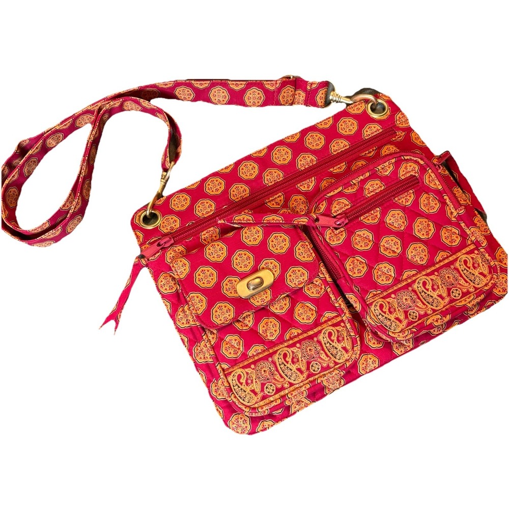 Ganz Maggi B‎ French Country Red Mosaic Quilted Crossbody Bag Boho Provincial
